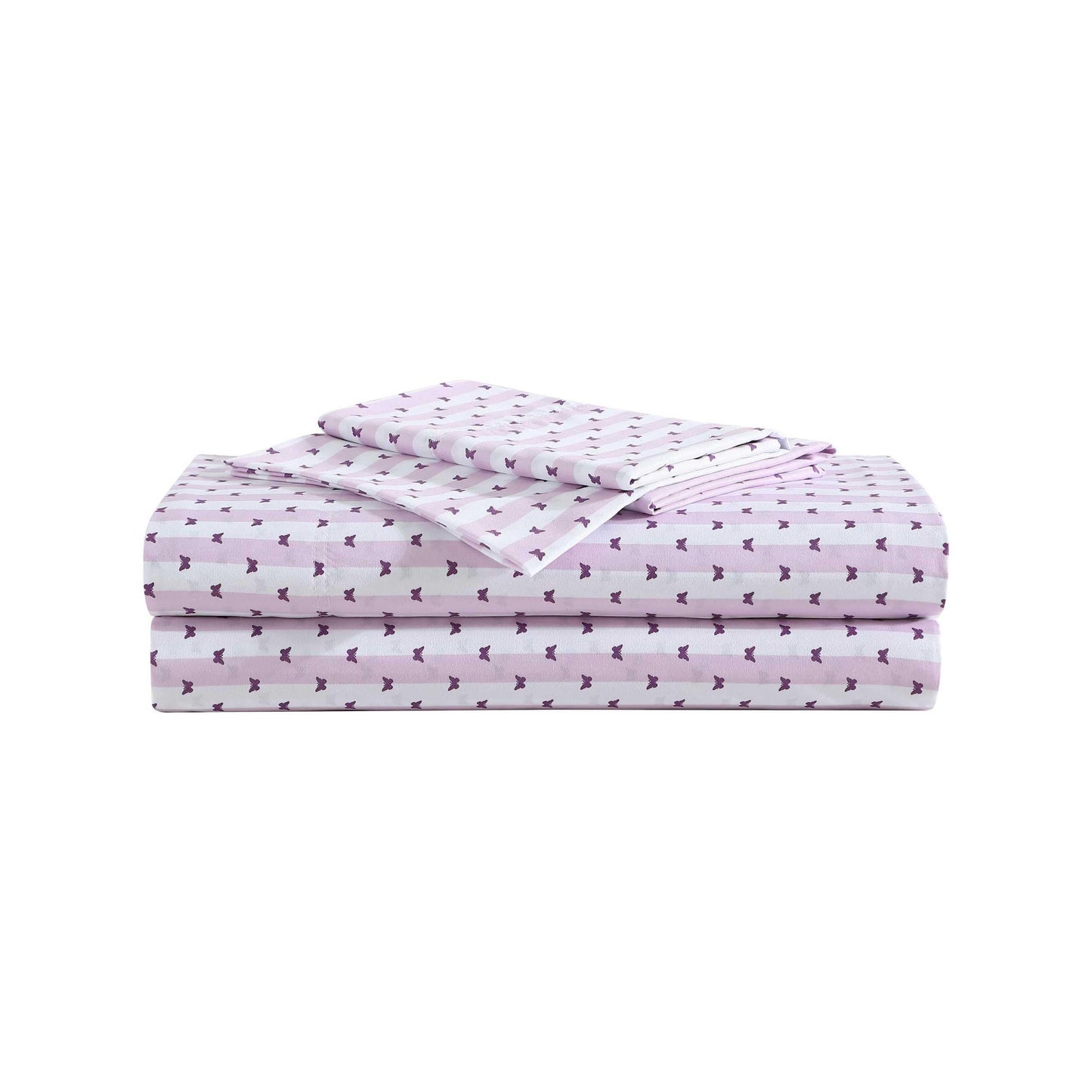 Betsey Johnson - Queen Bed Sheets, Soft & Lightweight Bedding, Fade & Wrinkle Resistant, Chic Room Essentials (Butterfly Stripe Purple, Queen)