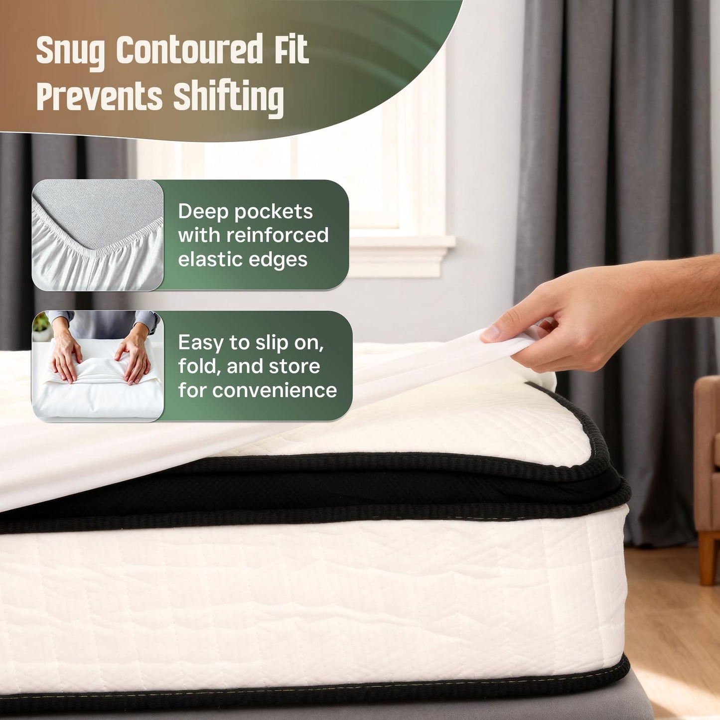 Mars Wellness Waterproof Vinyl Mattress Protector and Cover - Contoured Fitted White Mattress Cover Sheet - 1 Pack - Queen