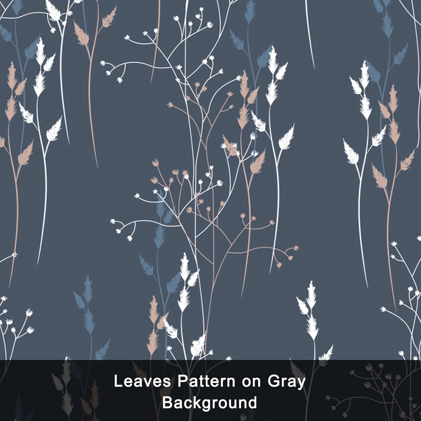 GICDSU Blue Leaves Blackout Curtains 63 Inch Length, Room Darkening Curtains for Living Room Bedroom with Botanical Printed, 2 Panels Set W52xL63
