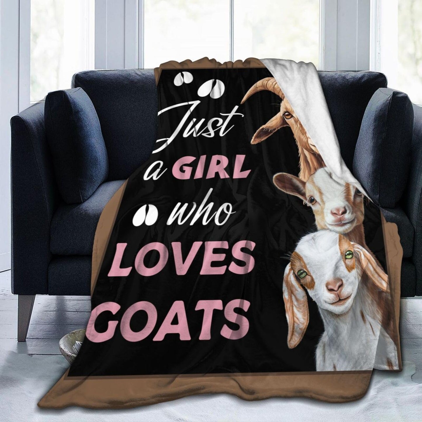 Baegopa Goat Blanket for Girls Women Farm Gifts Lovers Farmhouse Throw Blankets Cozy Plush Fleece Flannel Fuzzy for Couch Chair Bed 50"X40"