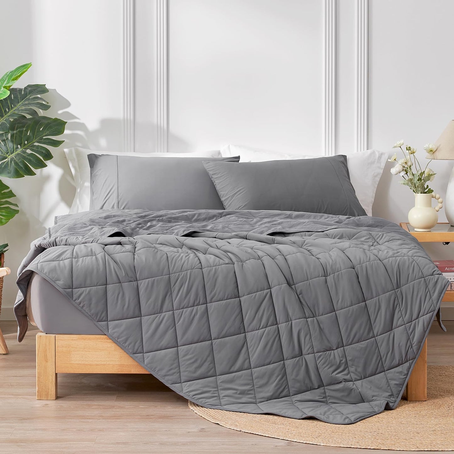 Cozy Bliss Cooling Blanket for Hot Sleepers Queen Size, Q-Max 0.45 Cooling Comfort, Cold Blankets for Night Sweats Sleeping, Ultra-Cool Lightweight Breathable Blanket for Bed, Glacial Grey