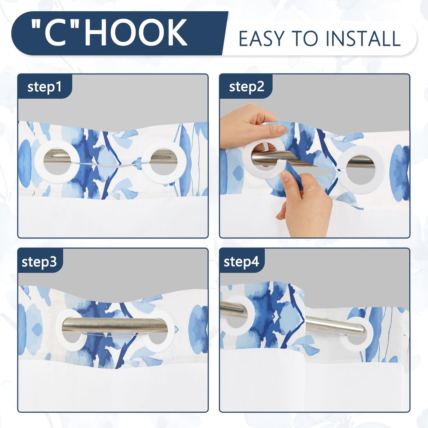 NAEMBCU No Hook Shower Curtain with Snap-in Liner 71x74 Inch
