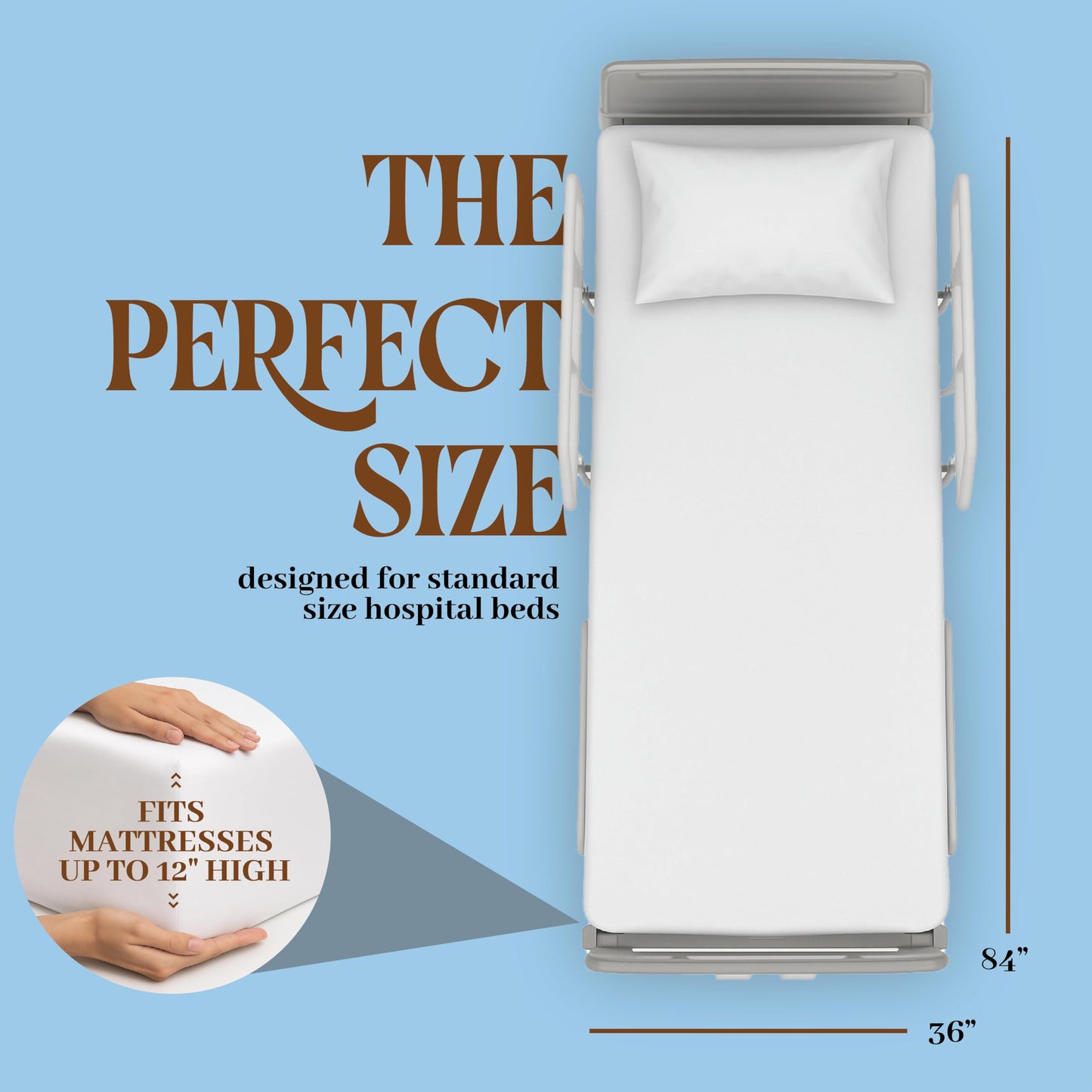 BLISSFORD - 2 Pack Fitted Hospital Bed Sheets with Elastic All Around for a Cotton Rich Soft Knitted Jersey Sheet, 36” x 84” x 12”