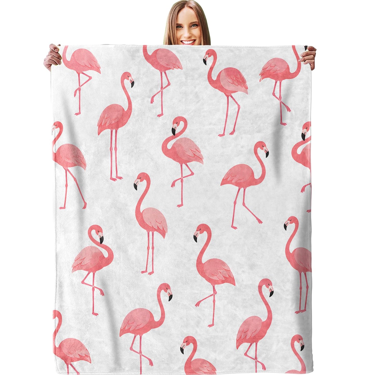 dhakalrlde Pink Flamingo Blanket, Minimalist Tropical Bird Throw Blanket Gifts for Women Girls, Lightweight Warm Cozy 60×50 inch Flannel for Couch, Travel, Bed, Decor