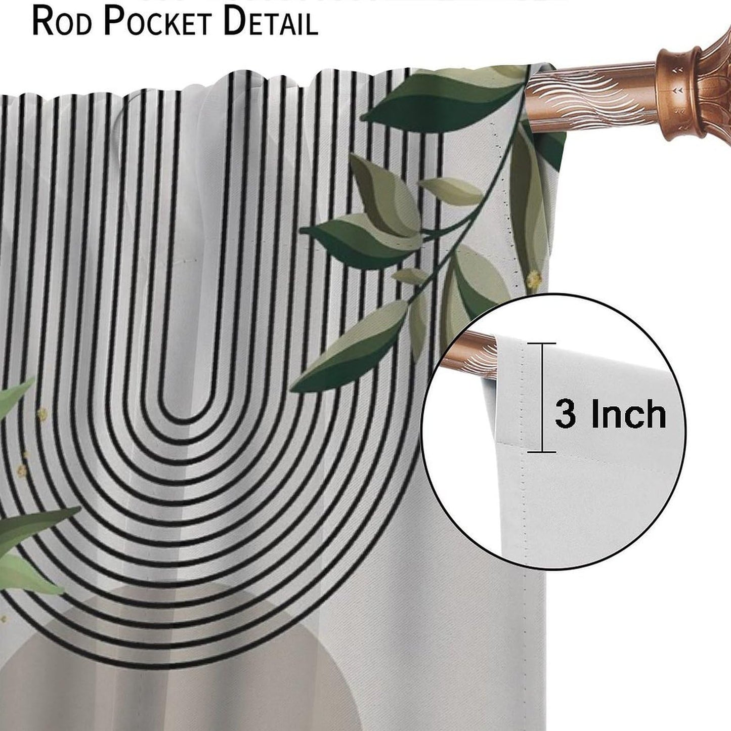 Boho Leaf Curtains, Mid Century Abstract Green Leaves Tropical Plants Modern Minimalist Window Treatments for Bedroom Living Room Kitchen Cafe Bohemian Drapes, 42x45 Inch Decor
