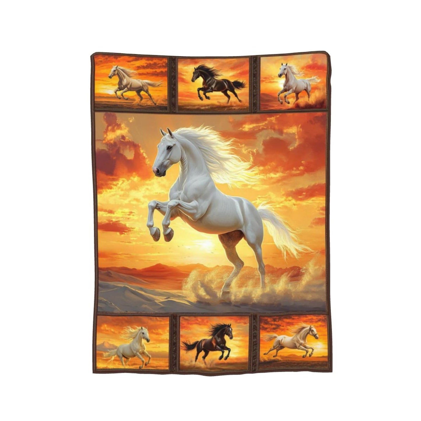 Horse Blanket Horse Decor Cozy Animal Throw Super Soft Plush Flannel Fleece Blanket Gift for Kids Adults Men Women Ultra Warm & Lightweight Flannel, 60"X50"