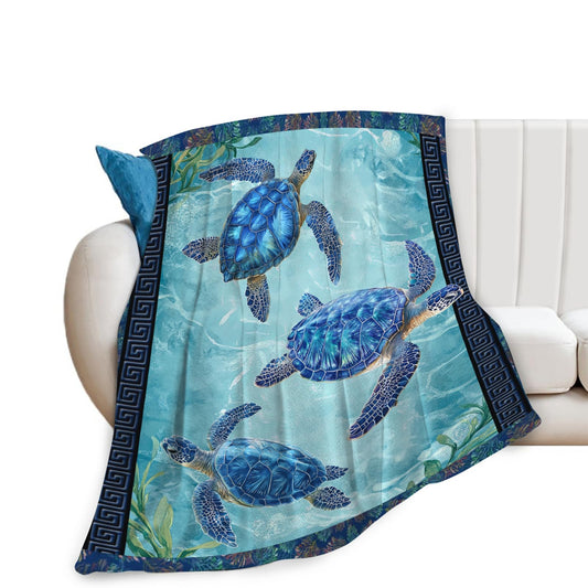 Baegopa Sea Turtle Blanket Gifts for Girls Boys Ocean Turtles Throw Blankets Cozy Plush Fleece Flannel Fuzzy for Women Men Decor 50"X40"