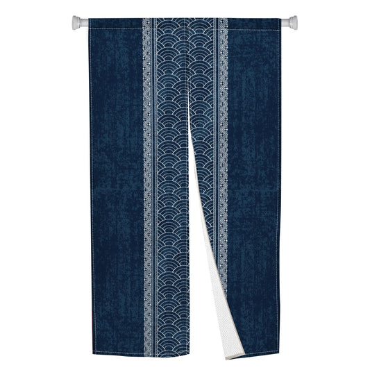 XMJJKUF Noren Japanese Doorway Curtain Long Type Japanese Window Treatment Splicing Wave, Royal Blue Hanging Door Tapestry Polyester for Ukiyoe Room Divider Kitchen Home Decor 33.5" Width x 47.2" Long