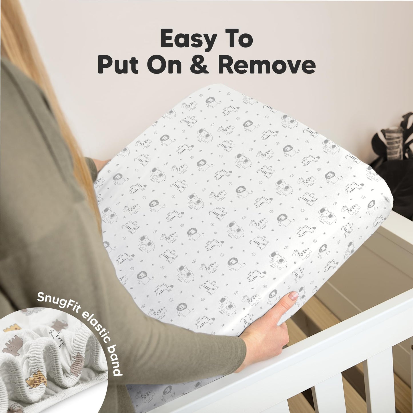KeaBabies 2-Pack Organic Cotton Crib Sheets for Boys, Girls - 52x28 Fitted Crib Mattress Sheet Neutral, Breathable Cover for Baby Bed Set, Toddler Mattress, Soft & Cute Prints (KeaSafari)