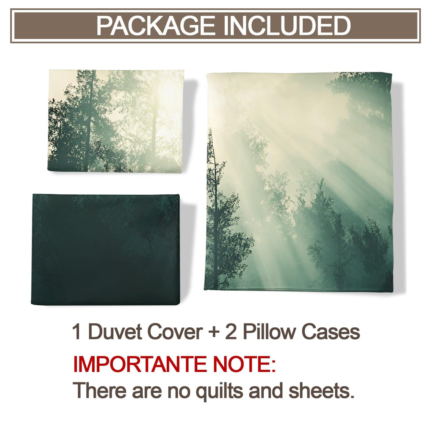 PAISUOQ Misty Forest Duvet Cover King, Fir Trees Comforter Cover with Zipper Ties, Natural Landscape Bedding Set, 3 Pieces with 2 Pillow Cases, Home Decor & Gifts
