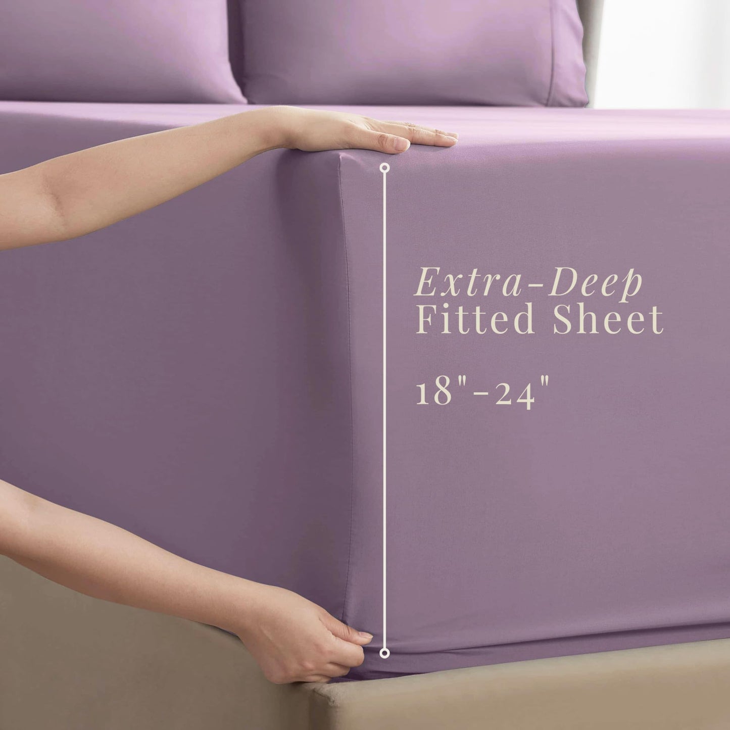 Hearth & Harbor Bed Sheets, Luxury Soft 6 Piece Bed Sheet Set Extra Deep Pocket Fitted Sheets Fits Mattress up to 21", Double Brushed Bedding Sheets & Pillowcases,