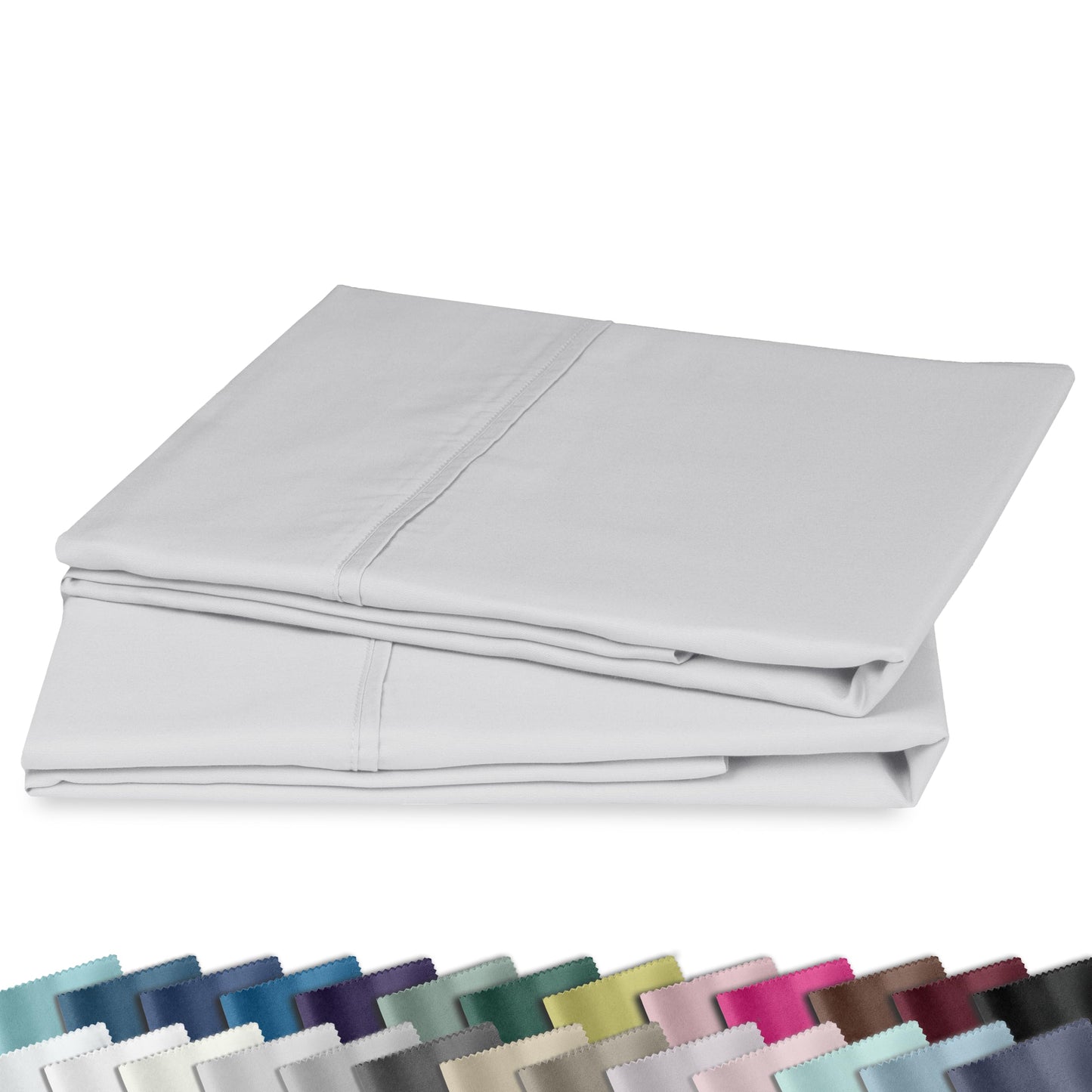 California Design Den Queen/Standard Pillow Cases Set of 2-400 Thread Count Sateen, Natural 100% Cotton Pillowcases Queen, Soft, Roomy and Breathable - Silver