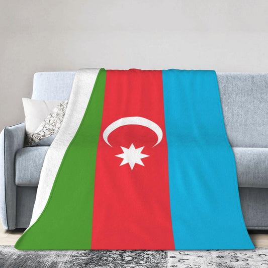 Azerbaijani Classic Flag Blanket Throw Blanket for Couch Sofa Plush Fleece Bed Blankets Lightweight Comfy Flannel Ultra-Soft Warm Blankets for Home Camping Travel Gift 80"X60"