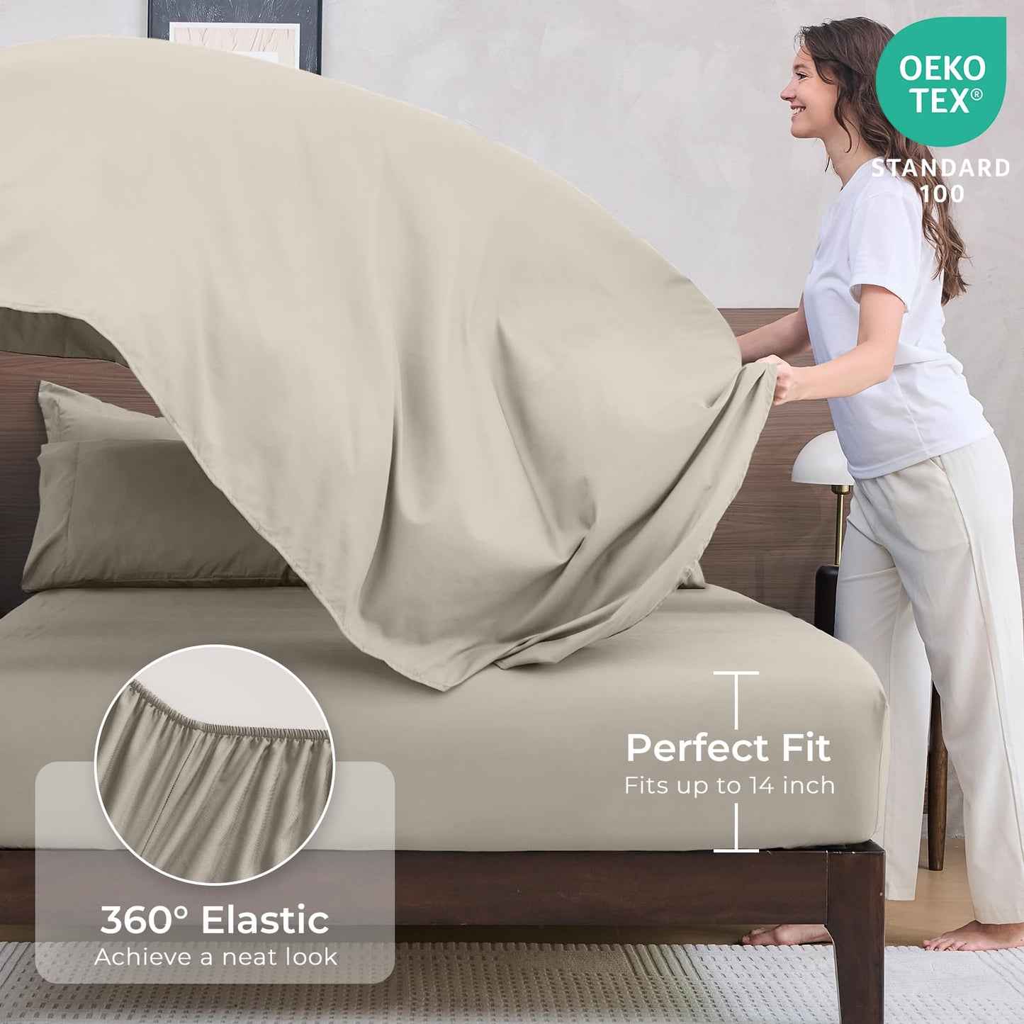 HEVUMYI Linen Queen Comforter Set - 7-Piece All Season Bed in a Bag Queen, Ultra Soft Bedding Set with Comforter, Flat Sheet, Fitted Sheet, Pillowcases, Pillow Shams