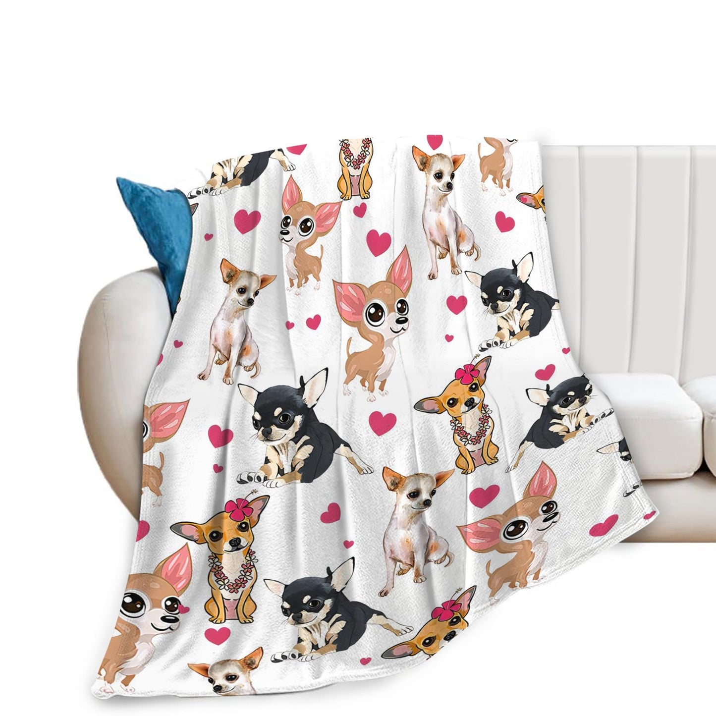 Tijuboni Chihuahua Throw Blanket Dog Gifts for Girls Boys Women Men Kids Adults Soft Flannel Fleece Blanket for Couch Sofa Bed Home Decor 40"x50"