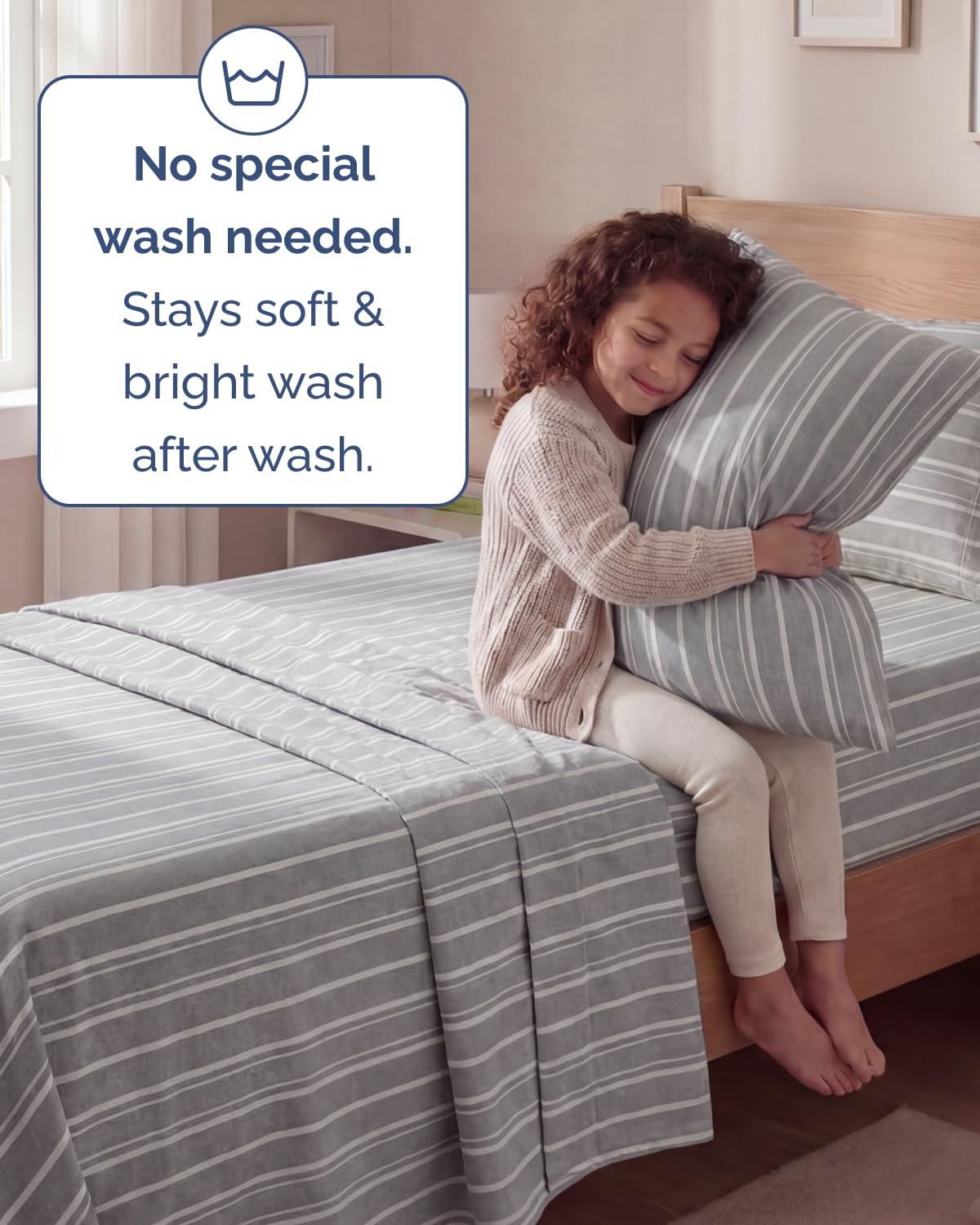 Twin Size 3 Piece Sheet Set - Comfy Breathable & Cooling Sheets - Hotel Luxury Bed Sheets for Women & Men - Deep Pockets, Easy-Fit, Soft and Wrinkle Free Sheets - Grey Stripes Oeko-Tex Bed Sheet Set