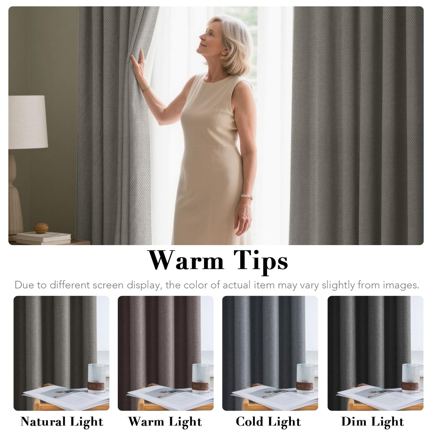 H.VERSAILTEX Linen Blackout Curtain 63 Inches Long for Bedroom/Living Room Thermal Insulated Grommet Linen Curtain Drapes Primitive Textured Burlap Effect Window Drapes 1 Panel - Heather Taupe Gray