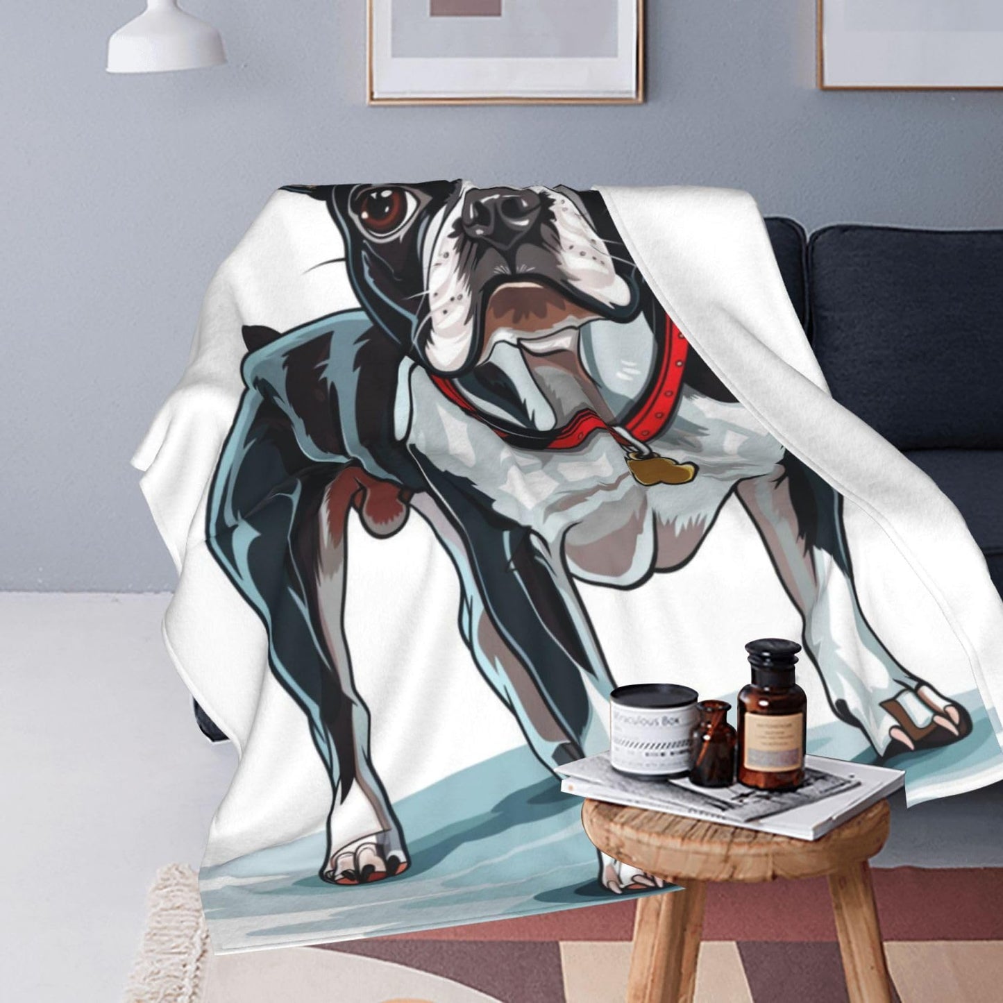 TZJCCMAY Boston Terrier Blanket for Kids Women Adults, Cute Dog Lover Throw Blankets, Soft Lightweight Fleece for Bed Sofa Home Living Room Decor, Birthday Gifts, 50x60in