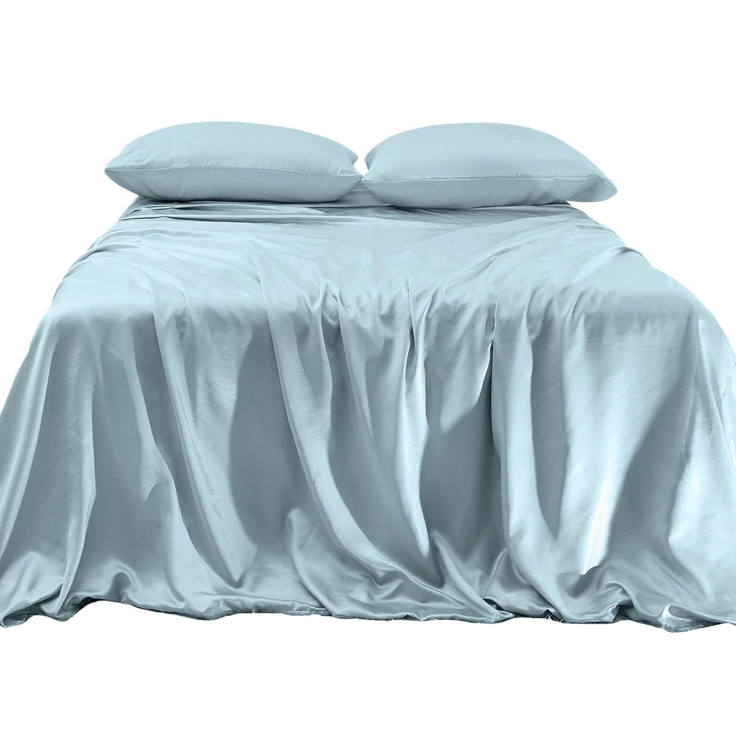 Elegant Comfort Luxurious 4-Piece Silky Satin Sheet Set, Skin and Hair Friendly, Wrinkle, Fade, Stain Resistant with Deep Pockets Fitted Sheet, Cooling Soft Satin Sheet Set, Twin XL, Baby Blue