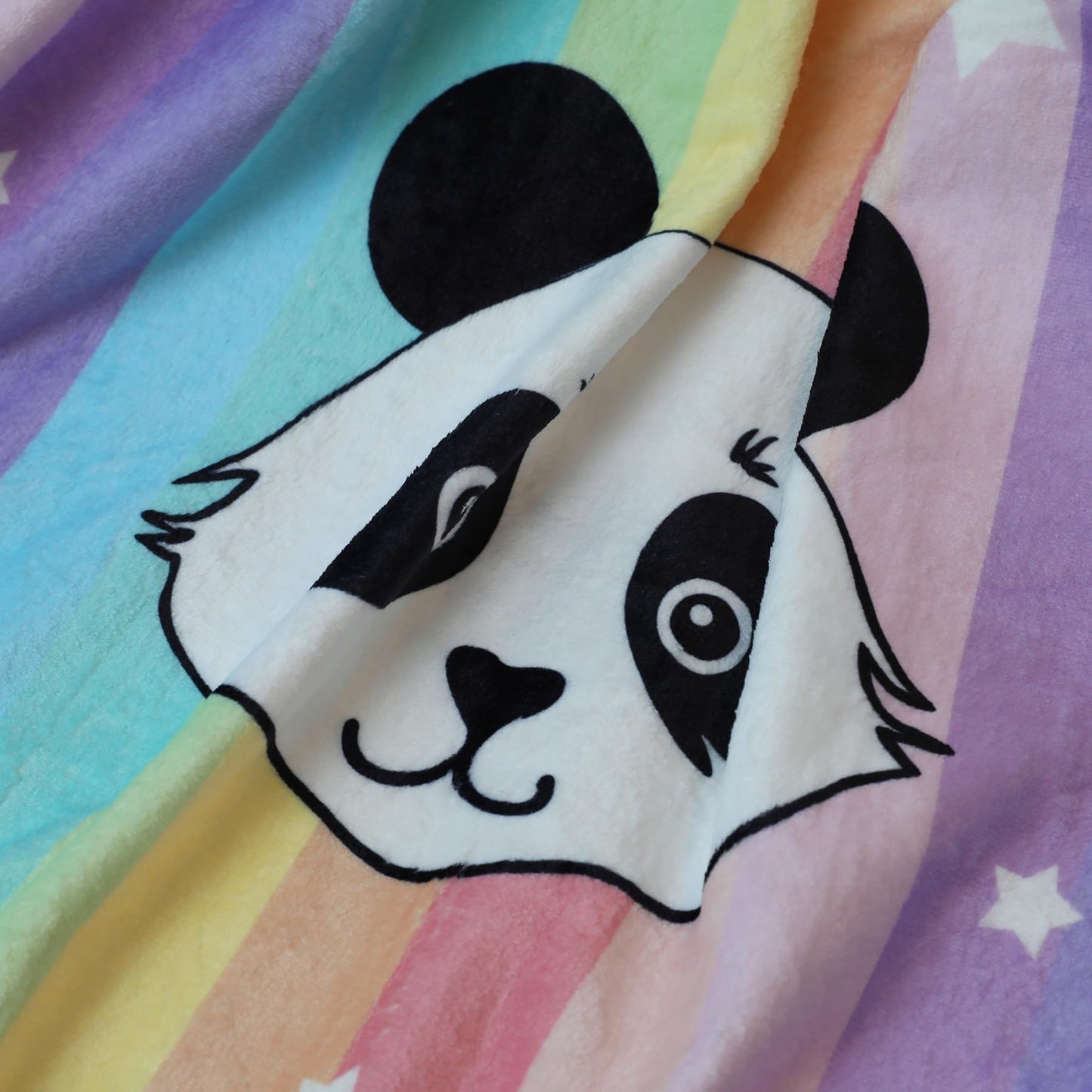 Panda Pattern Flannel Blanket - Super Soft Rainbow Cozy Throw for Girls Kids Teens, Lightweight, Cute Bedding for Home Bedroom Sofa Couch Gifts for Pandas Lover (Rainbow Panda, 50x60 Inches)