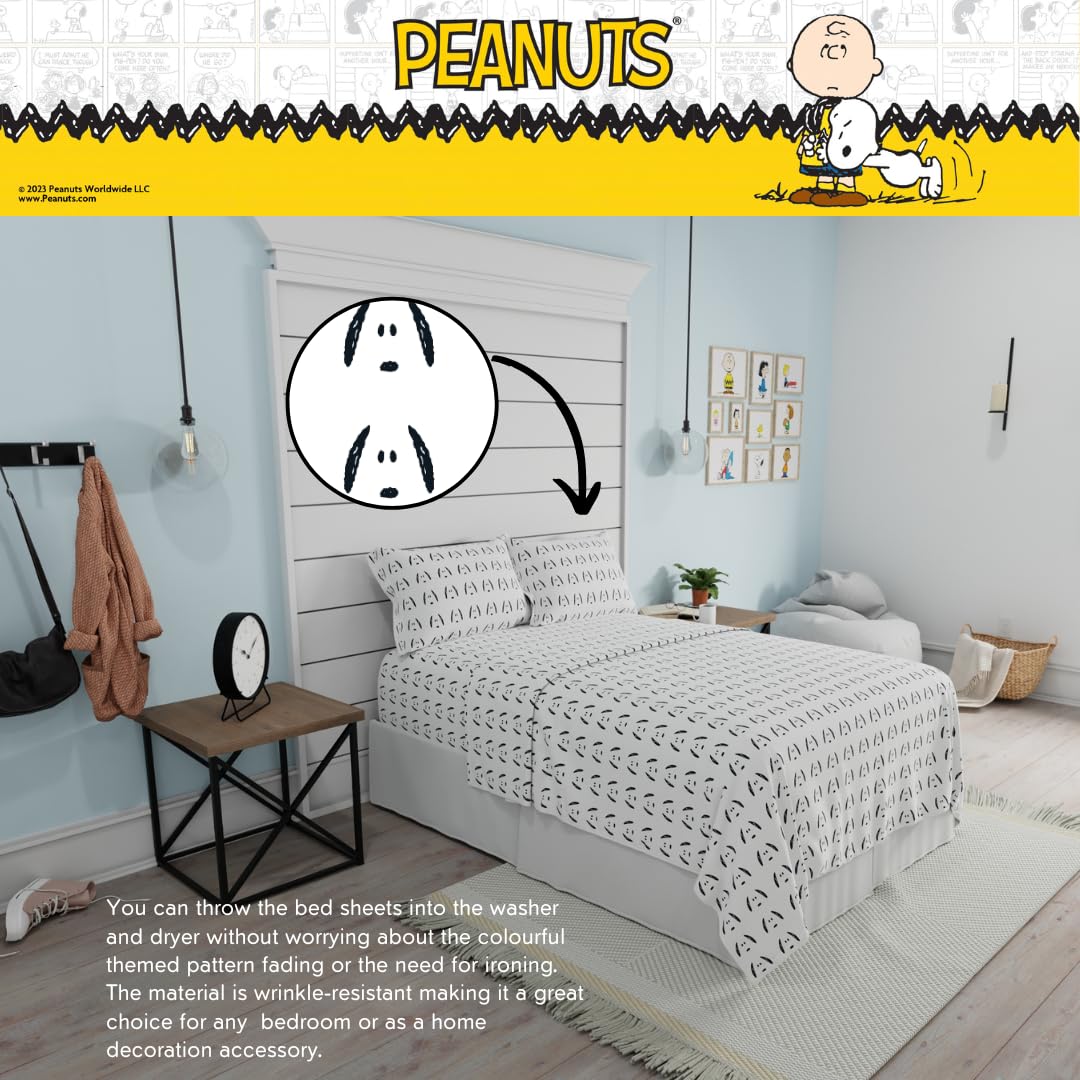 Collectibles Peanuts Snoopy Bedding Super Soft Cozy Microfiber 4 Piece Full Sheet Set, (Officially Licensed Product) By Franco