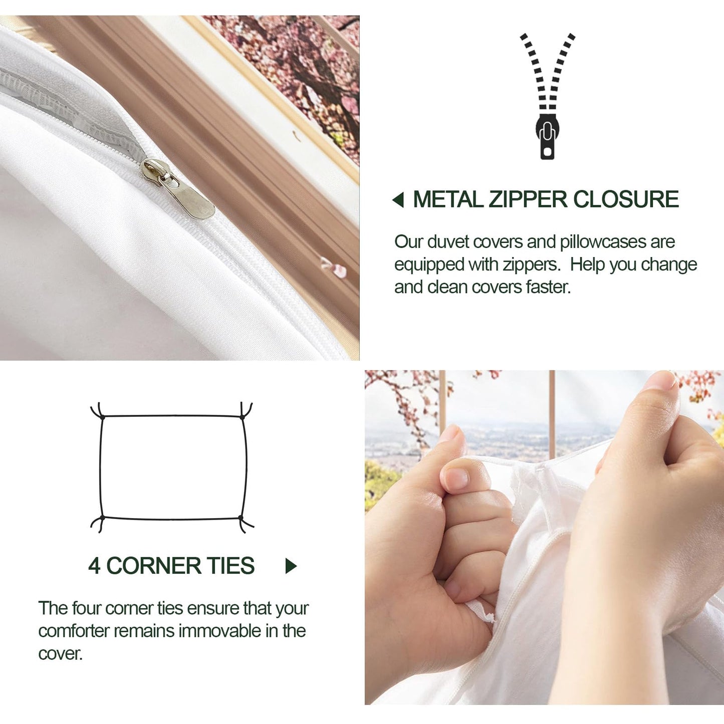 GKPLY Arched Garden Comforter Cover, Cherry Blossom Duvet Cover Set, Romantic Floral Bedding & Home Decor, Zipper & Ties, Elegant Palace Comforter Set & 2 Pillow Cases, California King