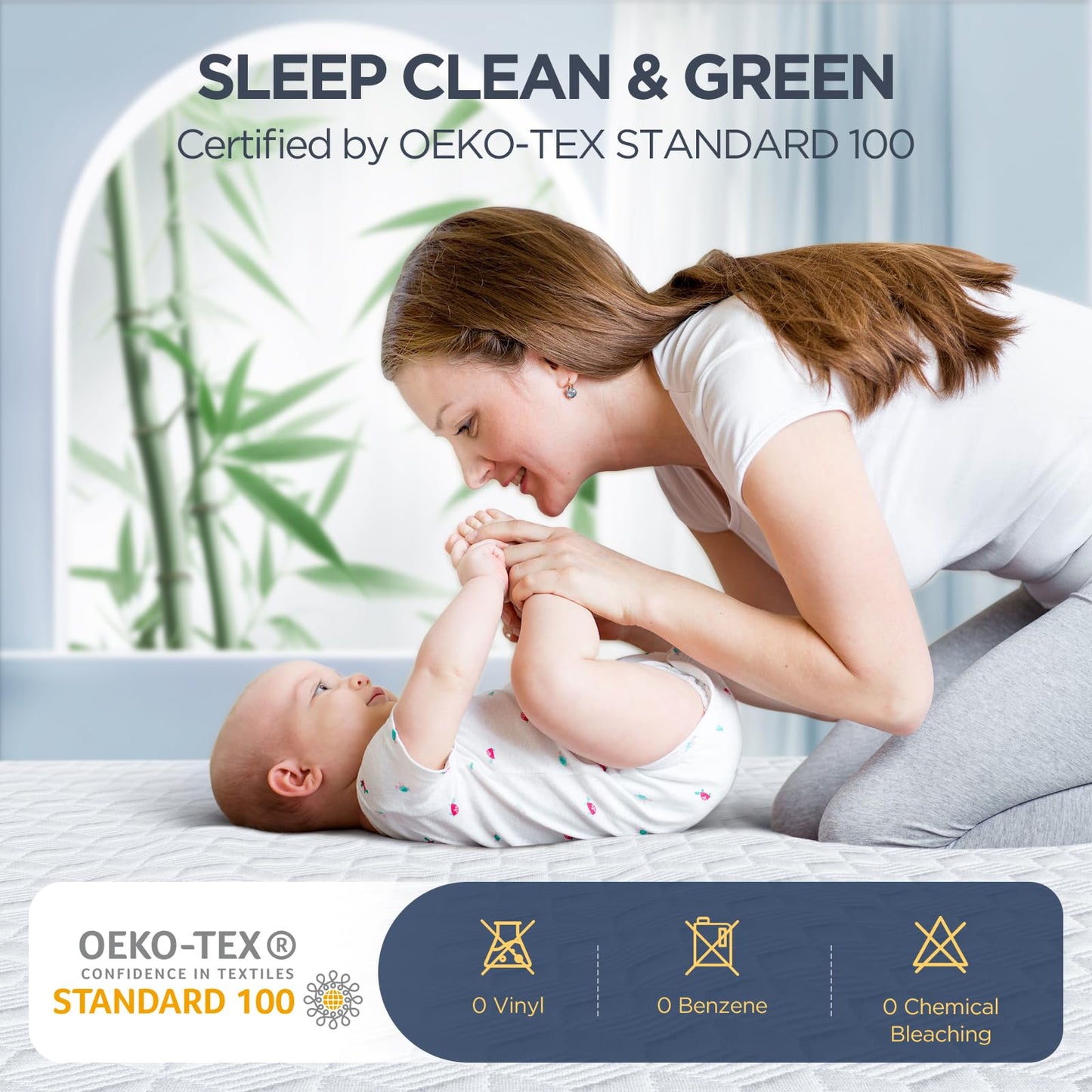100% Waterproof Mattress Protector, Hypoallergenic Silver-Infused Mattress Topper Cover with No Odor, Breathable Cooling Bed Cover with 8"-21" Deep Pocket (Queen)
