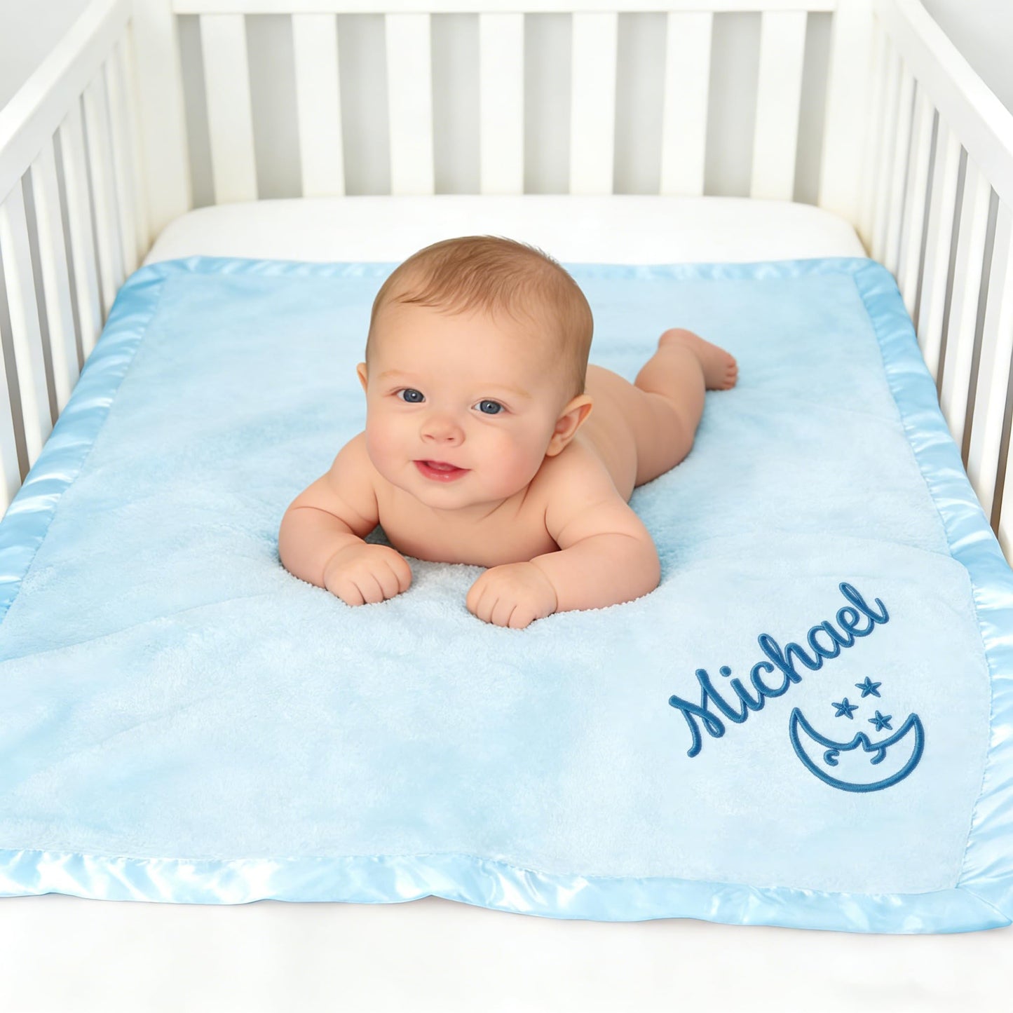 Personalized Baby Blanket with Embroidered Name,Custom Baby Receiving Blankets Soft Fleece Toddler Blanket for Newborn Baby Boy Shower Gifts -36" x 36"