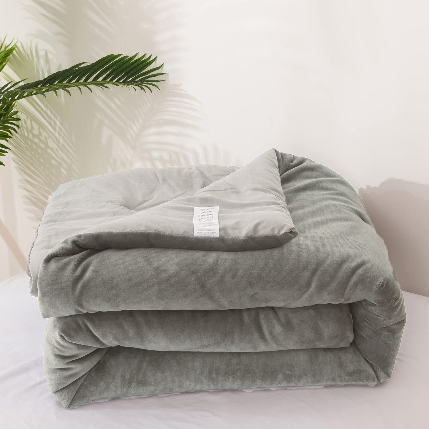 Luxlovery Grey Velvet Comforter Set Queen Men Women Plush Fluffy Dark Grey Bedding Comforter Set Flannel Heavyweight Winter Thick Warm Comforter Set