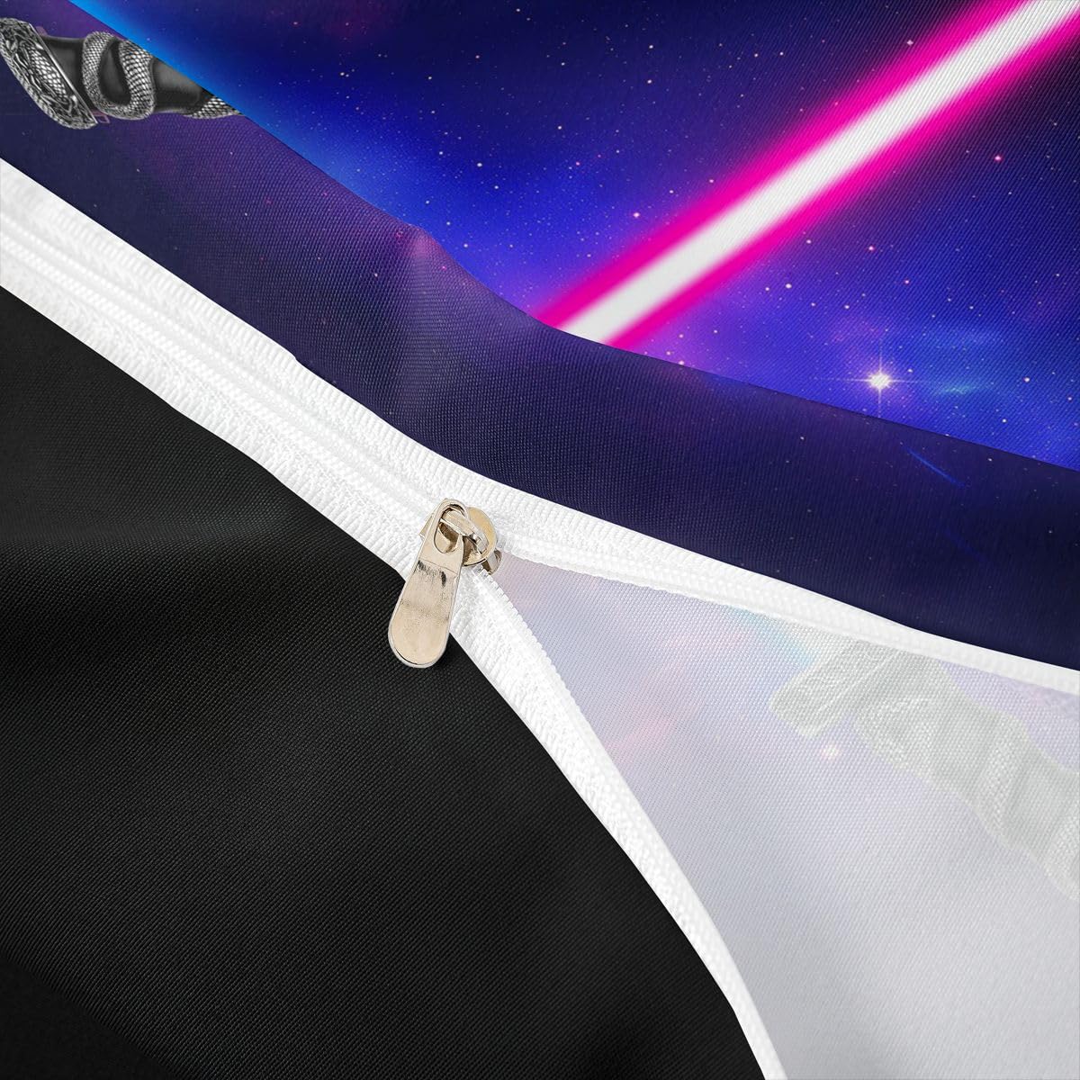 Manfei Kids Lightsaber Duvet Cover Set Queen Size Light Saber Sword Bedding Set 3pcs for Boys Teens, Blue Purple Starry Sky Comforter Cover Galaxy Outer Space Bedspread with 2 Pillowcases,No Comforter