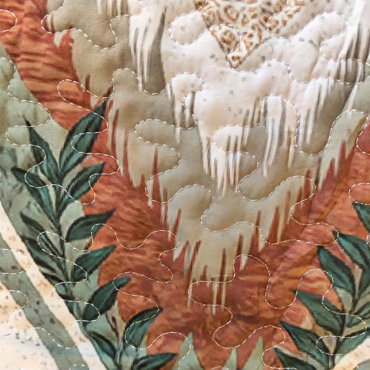 Boho Quilts Queen Size Bedding Set Orange 3 Pieces Farmhouse Leaf Botanical Summer Bedspreads with 2 Shams Soft Reversible Lightweight Breathable Coverlet Set for All Season (Orange Leaf, Queen)