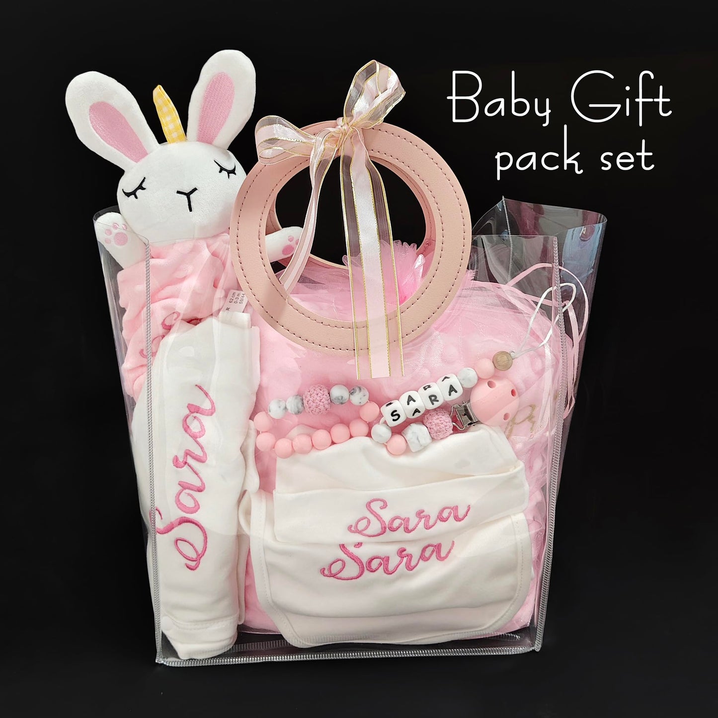 Personalized Baby Blankets for Girl, Custom Baby Blanket with Name, Embroidered Soft Minky Fleece Plush Sherpa Toddler Crib Stroller Blanket, Customized Newborn Birthday Gift Set, 27 * 35 Inch-Pink
