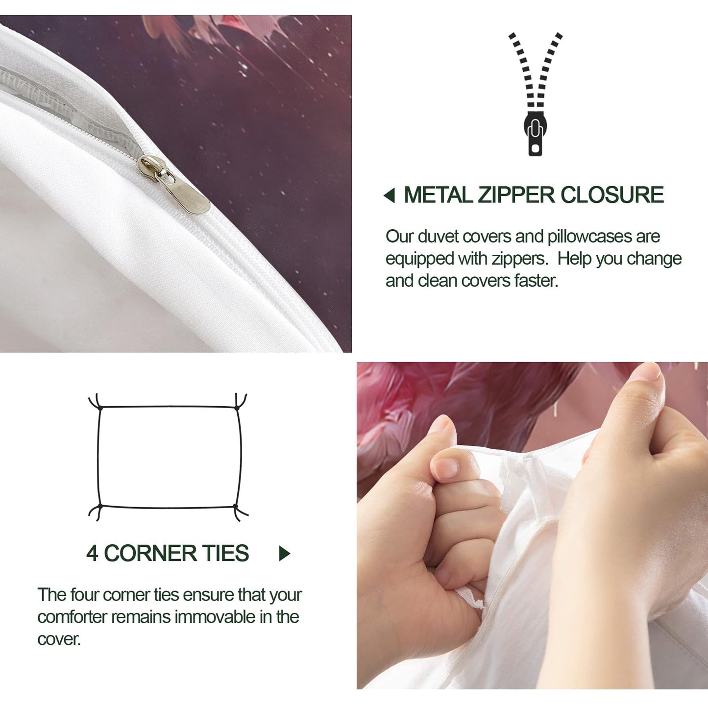 ZAOMIR Bird Duvet Cover Set Twin for Kids Teen, Cosmic Nebula Bird Bedding Set 3 Pieces,Soft Breathable Microfiber for Adult Women Men, Starry Sky Fantasy Duvet Cover with 2 Pillowcases