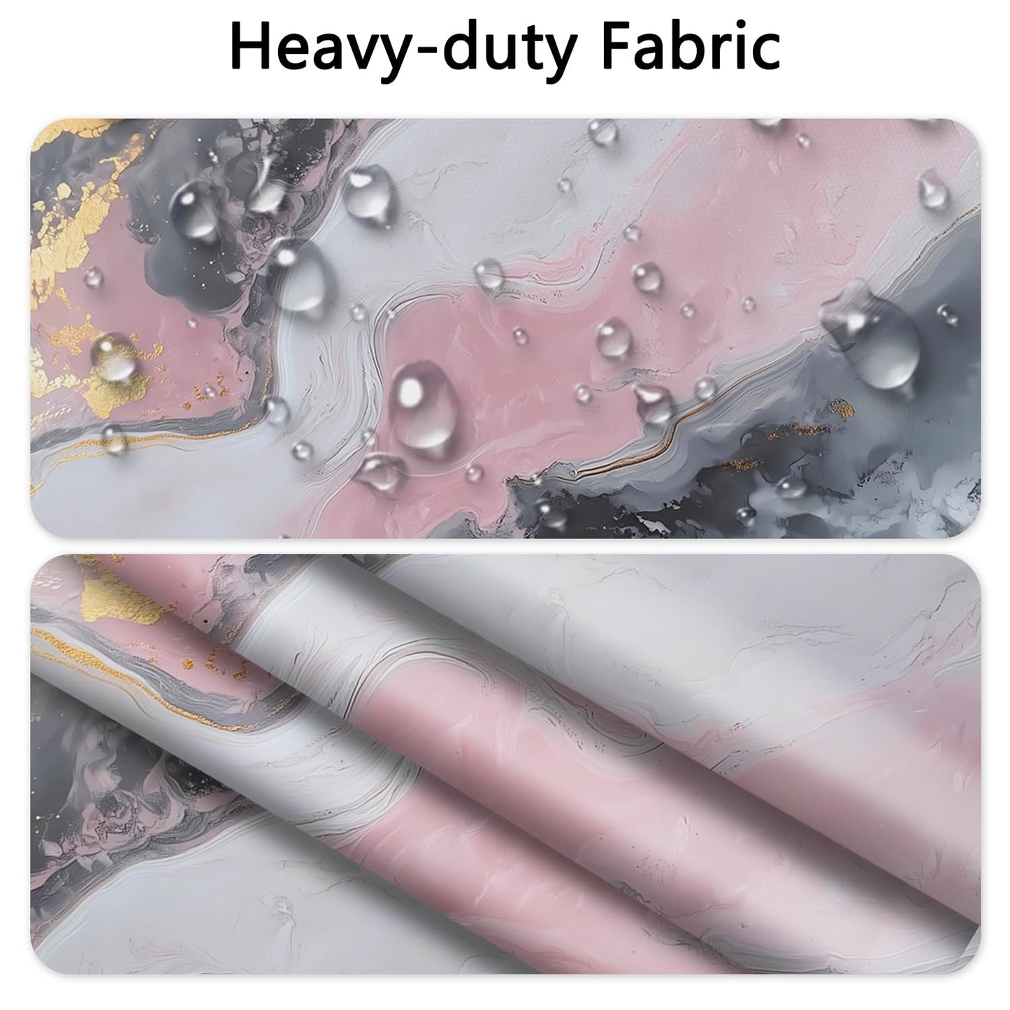 Xiazhilaio No Hook Marble Shower Curtain with Snap in Liner 71x74 Inch