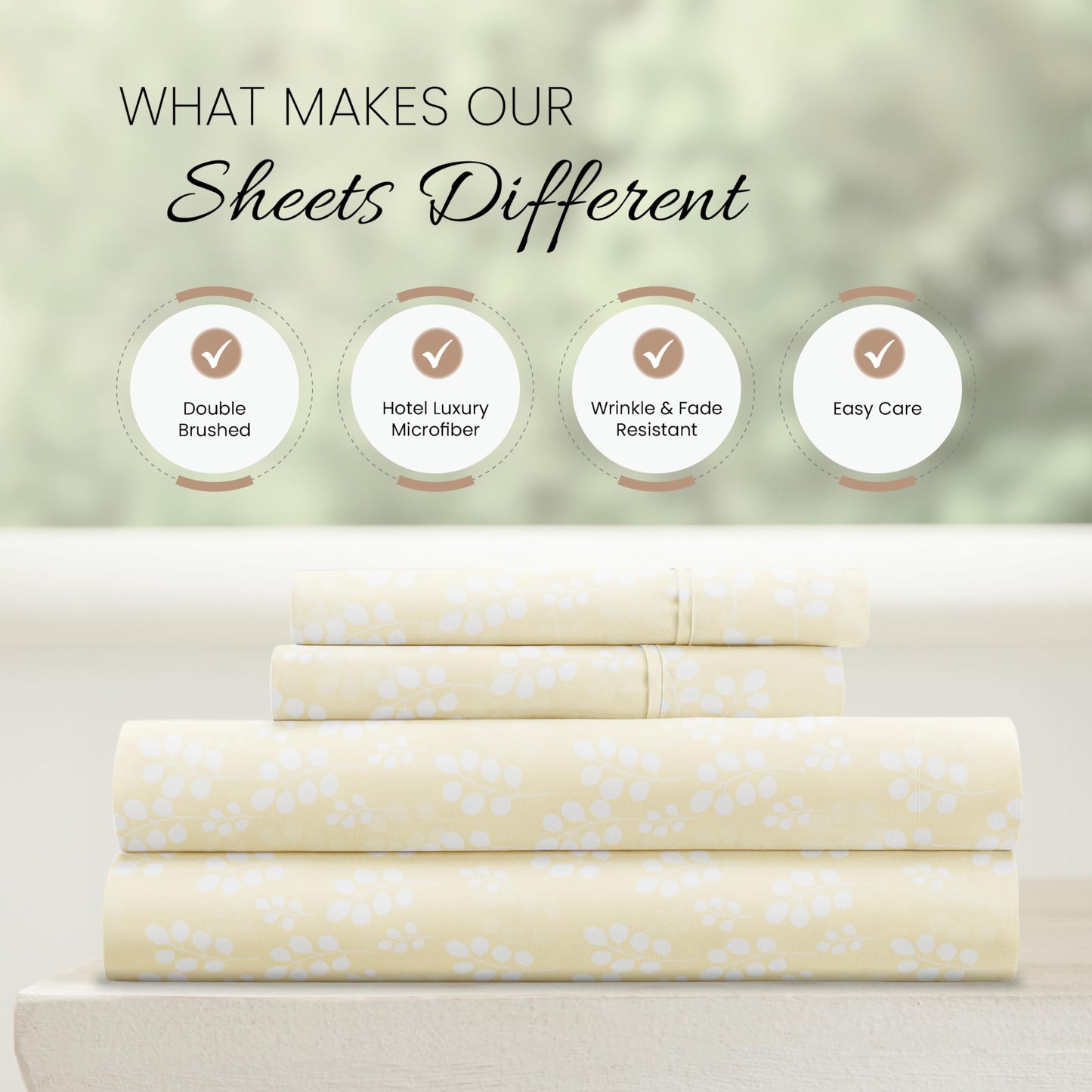 Linen Market 4 Piece Full Bedding Sheet Set (Ivory Wheatfield) - Sleep Better Than Ever with These Ultra-Soft & Cooling Bed Sheets for Your Full Size Bed - Deep Pocket Fits 16" Mattress