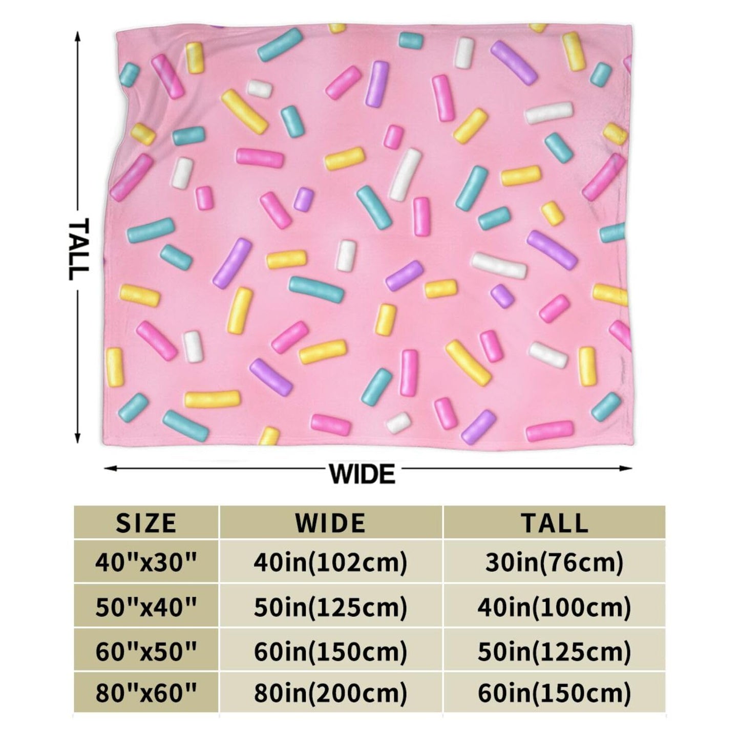 Pink Girly Donut Sprinkles Throw Blanket Super Soft Warm Bed Blankets for Couch Bedroom Sofa Office Car, All Season Cozy Flannel Plush Blanket Gifts for Girls Boys Kids Teens 50"x40"