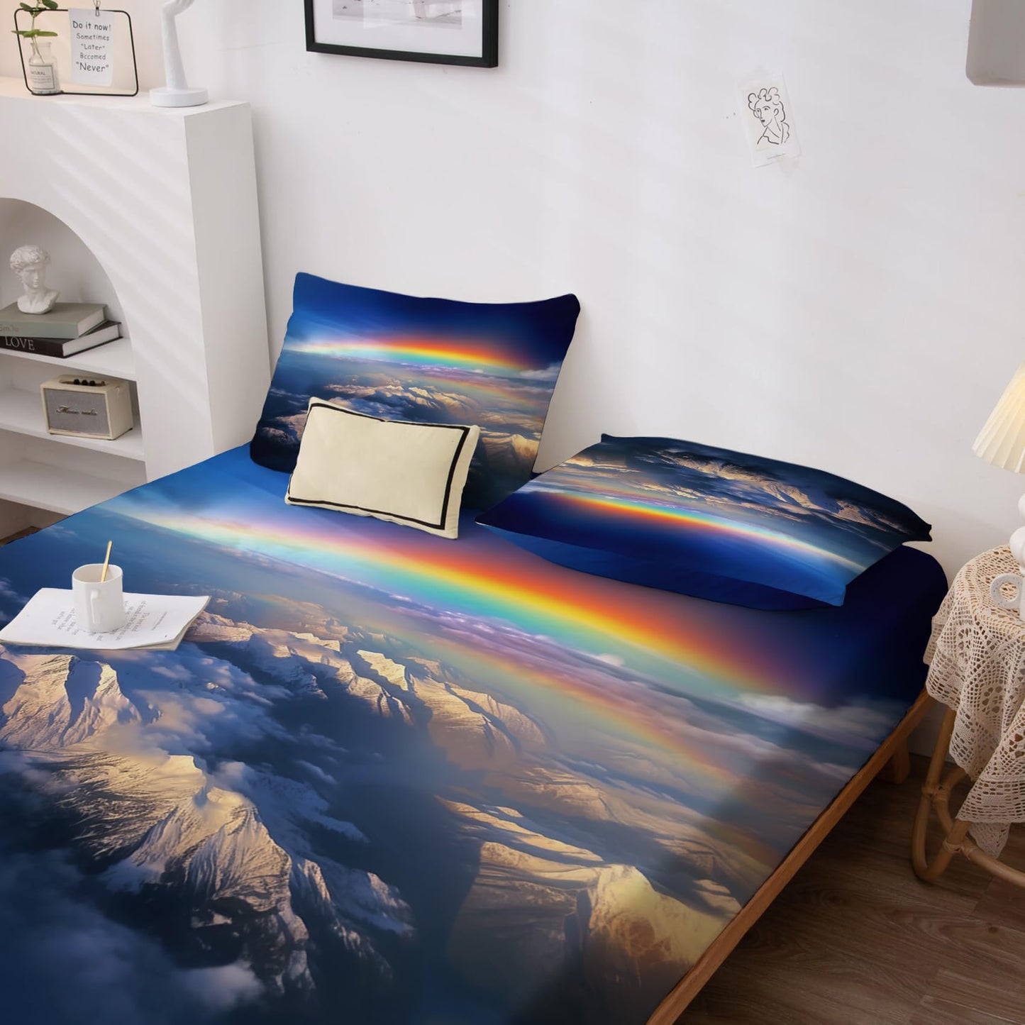 THYUNQ Rainbow Mountain Sheets Queen Size Bed, Nature Landscape Pattern Sheet Set & Bedroom Decor - 16 Inch Deep Pocket, Super Soft Microfiber Bedding Sheets & Pillowcases 4 Piece