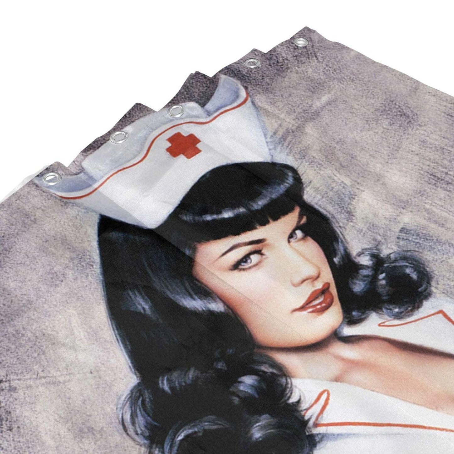 FUNNY KIDS' HOME Retro Pin up Girl Shower Curtains for Bathroom Oil Painting Art Canvas Style Bathroom Decor Sexy Nurse Waterproof Polyester 72(w) x72(h)