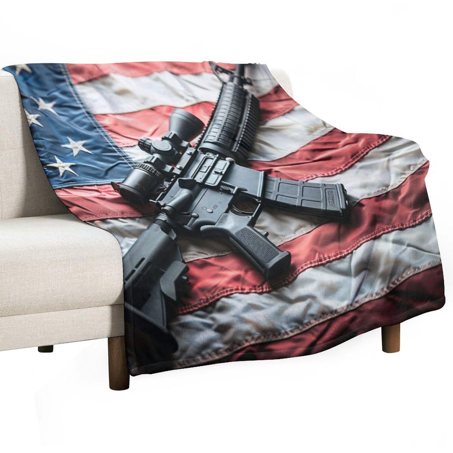 TOWINSFB American Flag Military Throw Blanket, Warm Cozy Soft Blanket Gun Theme July Fourth Blanket for Bed Couch Sofa, 30"x40"