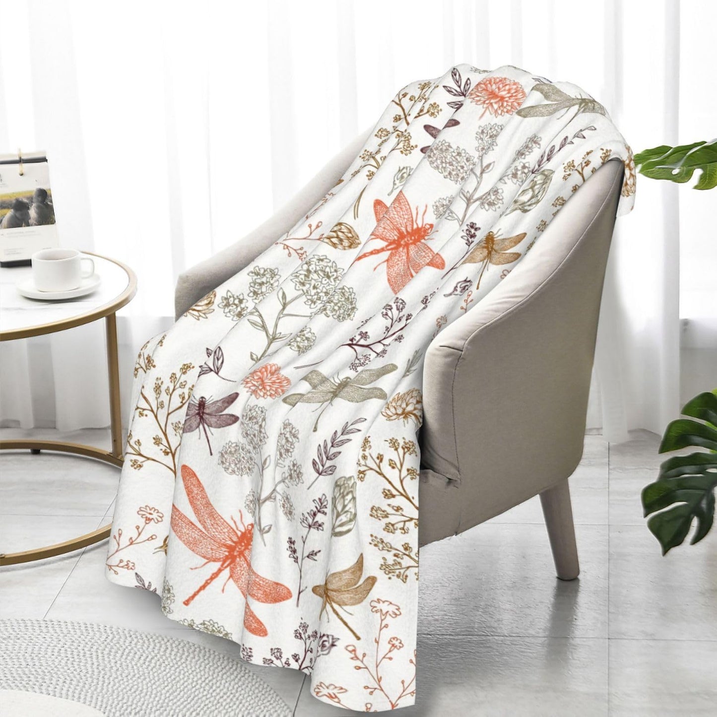Dragonfly Blanket for Adults 60x80 Inches - Ultra Soft Plush Fleece Throw Blankets - Dragonfly Gifts for Women & Men - Cozy Flannel Blanket for Bed, Couch, Room - All Season Lightweight Blankets