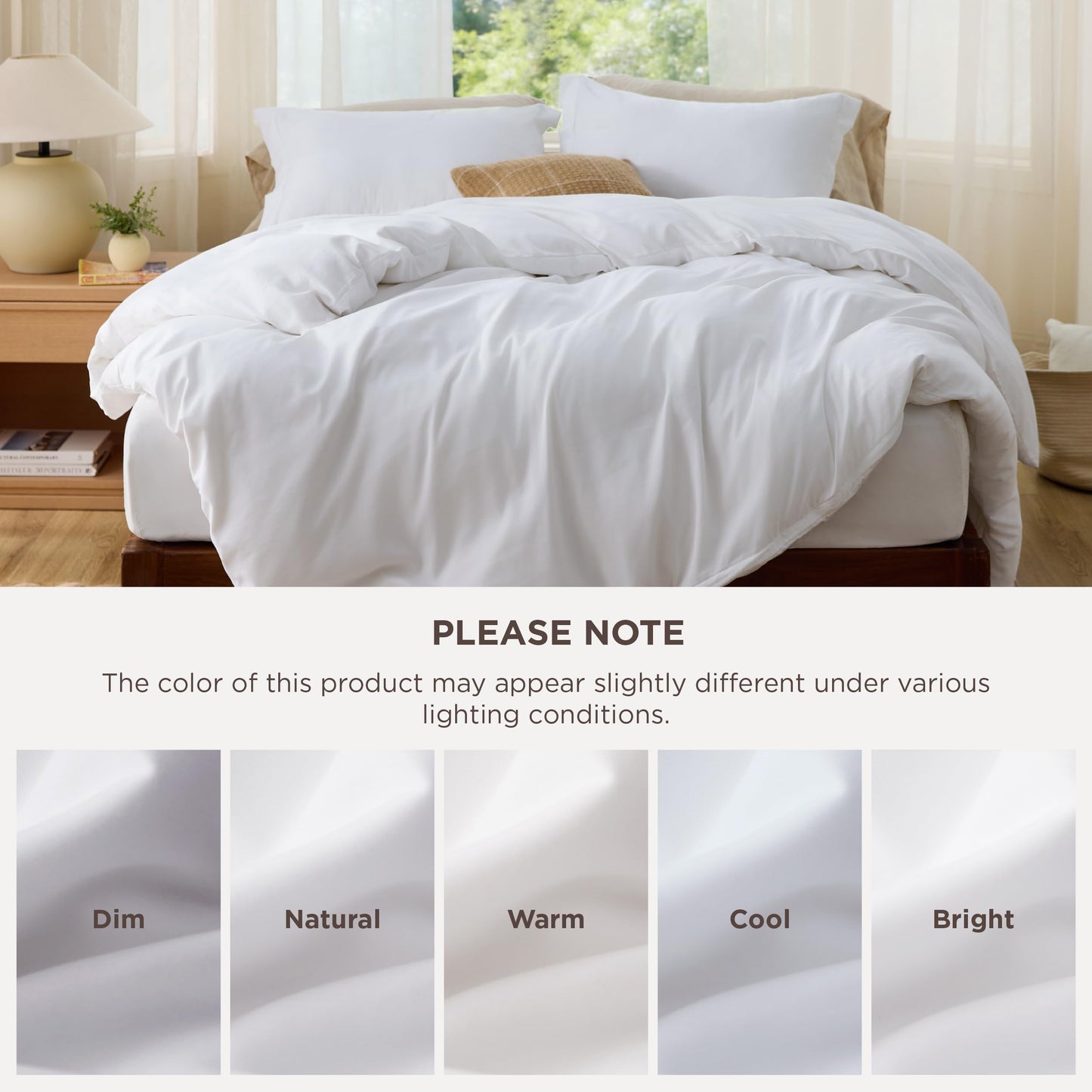 Bedsure White Duvet Cover Queen Size - Soft Double Brushed Bedding Set for Kids & Adults, Zipper Closure, 3 Pieces, Includes 1 Duvet Cover (90"x90") & 2 Pillow Shams, NO Comforter
