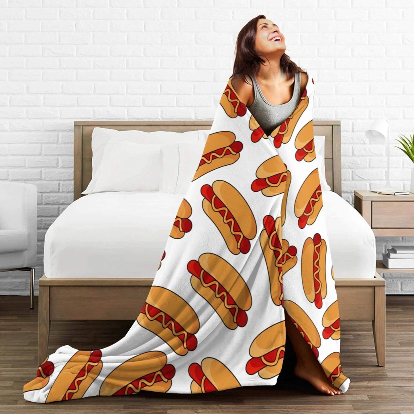 Hot Dog Food Throw Blanket Super Soft Warm Bed Blankets for Couch Bedroom Sofa Office Car, All Season Cozy Flannel Plush Blanket for Girls Boys Adults, 50"X40"