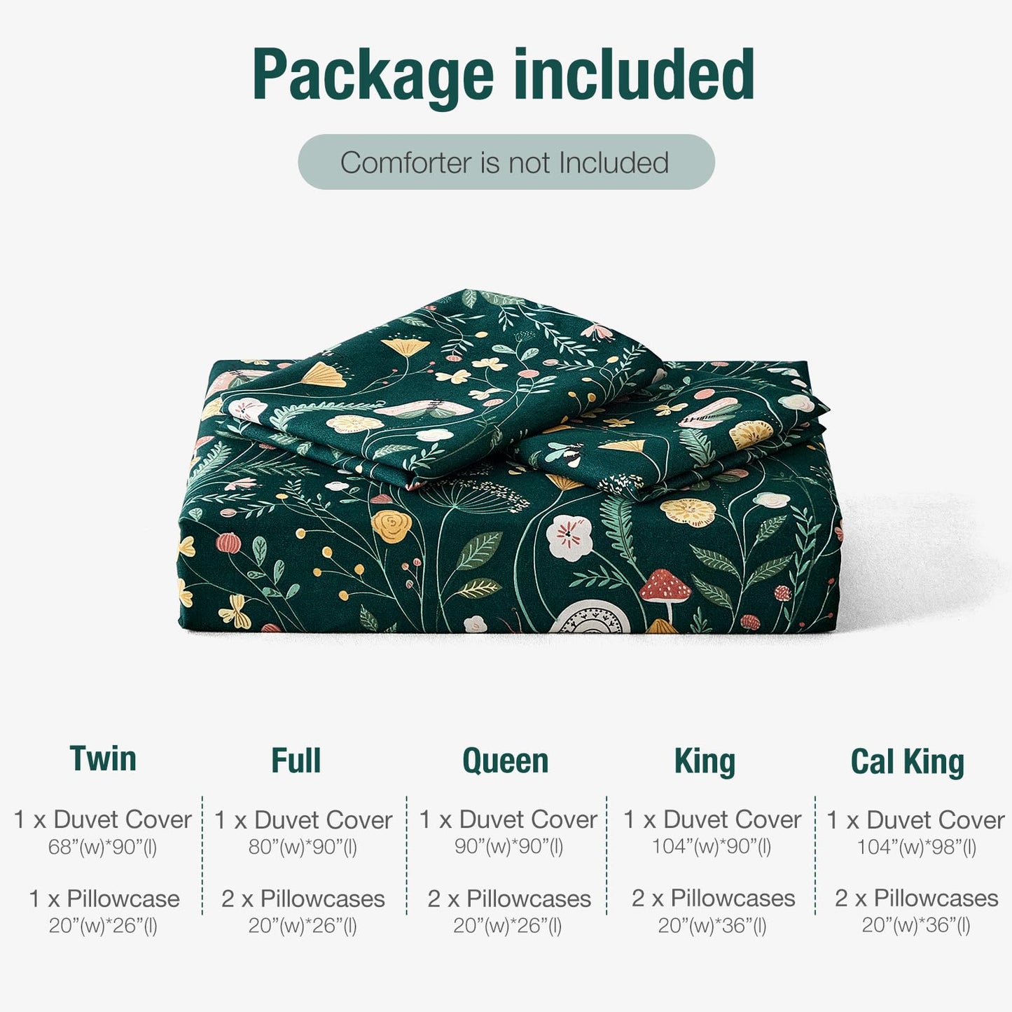 Lekesky King Size Reversible Duvet Cover, Duvet Cover King Size 3 Piece Insect World Microfiber Botanical Bedding Set with Zipper Closure 8 Corner Ties