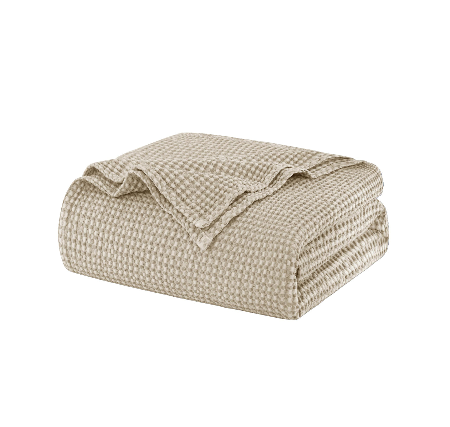 Talasily 100% Cotton Blanket Queen Size for Bed - Spring and Summer Cooling Lightweight & Breathable Bedding -Soft Waffle Weave Christmas Blanket, Machine Washable,Oatmeal,90x90 Inches