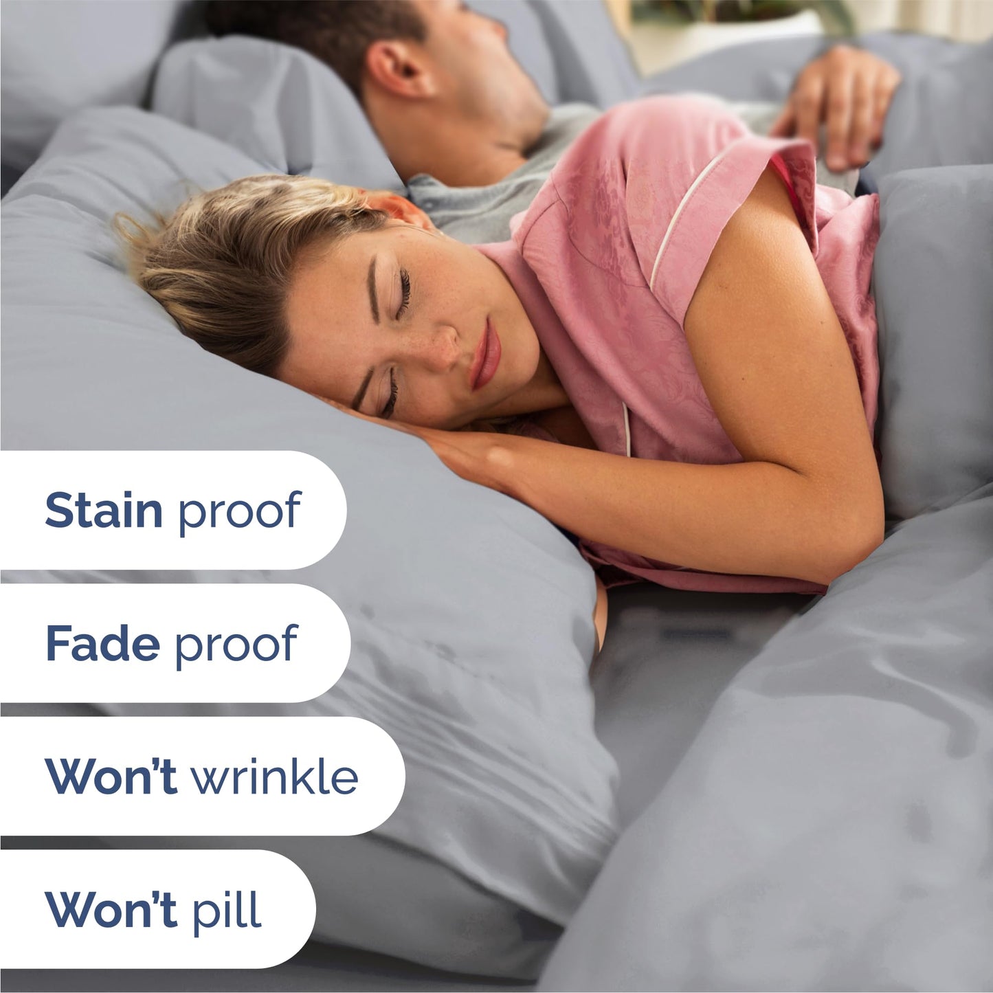 Queen Size 4 Piece Sheet Set - Comfy Breathable & Cooling Sheets - Hotel Luxury Bed Sheets for Women & Men - Deep Pockets, Easy-Fit, Soft and Wrinkle Free Sheets - Steel Blue Oeko-Tex Bed Sheet Set
