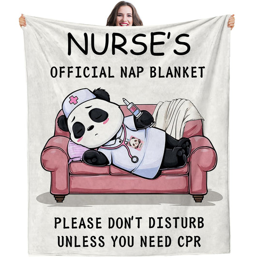 Nurse Appreciation Gifts for Women, Nurses Week/Day Gift for Her, Nursing Graduation Gifts - Funny Flannel Panda Blanket, LPN RN Birthday Gift for Nurses Practitioner Nursing Student, 60" x 50"
