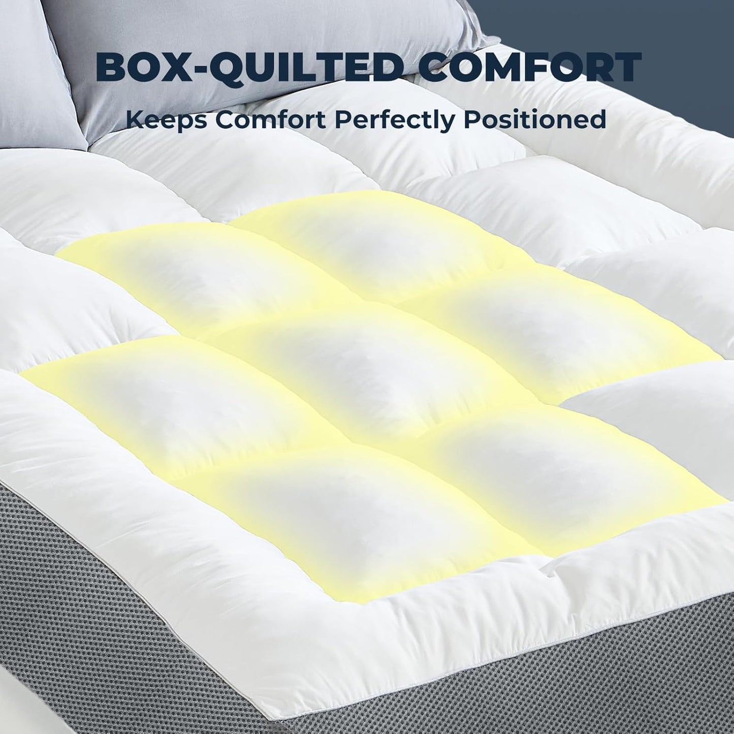 HYPREST 4 Inch Mattress Topper Queen, Thick Cooling Cotton Pillow Top with 2000 GSM Shredded Memory Foam - Soft & Supportive for Back Pain Relief，Non-Slip Bottom