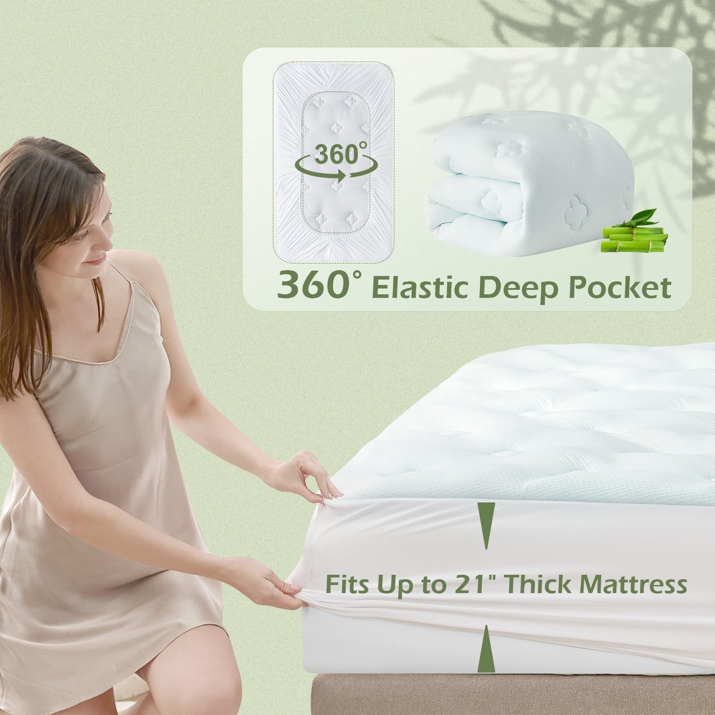 Hansleep Twin XL Mattress Pad Topper College Dorm Memory Foam, Twin XL Foam Mattress Topper Viscose Derived from Bamboo, Twin XL Size Bed Mattress Pad Cover for Back Pain Relief, 39" x 80", White