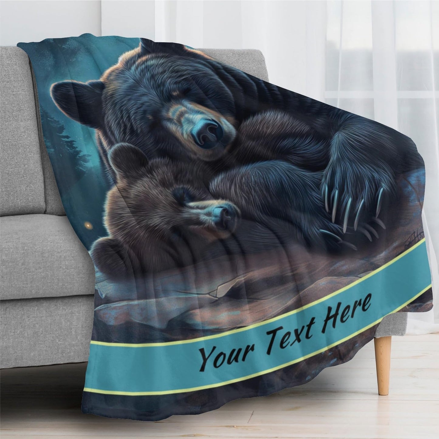 Custom Bear Blanket, Personalized Throw Blanket for Kids Girls, Fuzzy Soft Blanket Microfiber, 30" x 40"