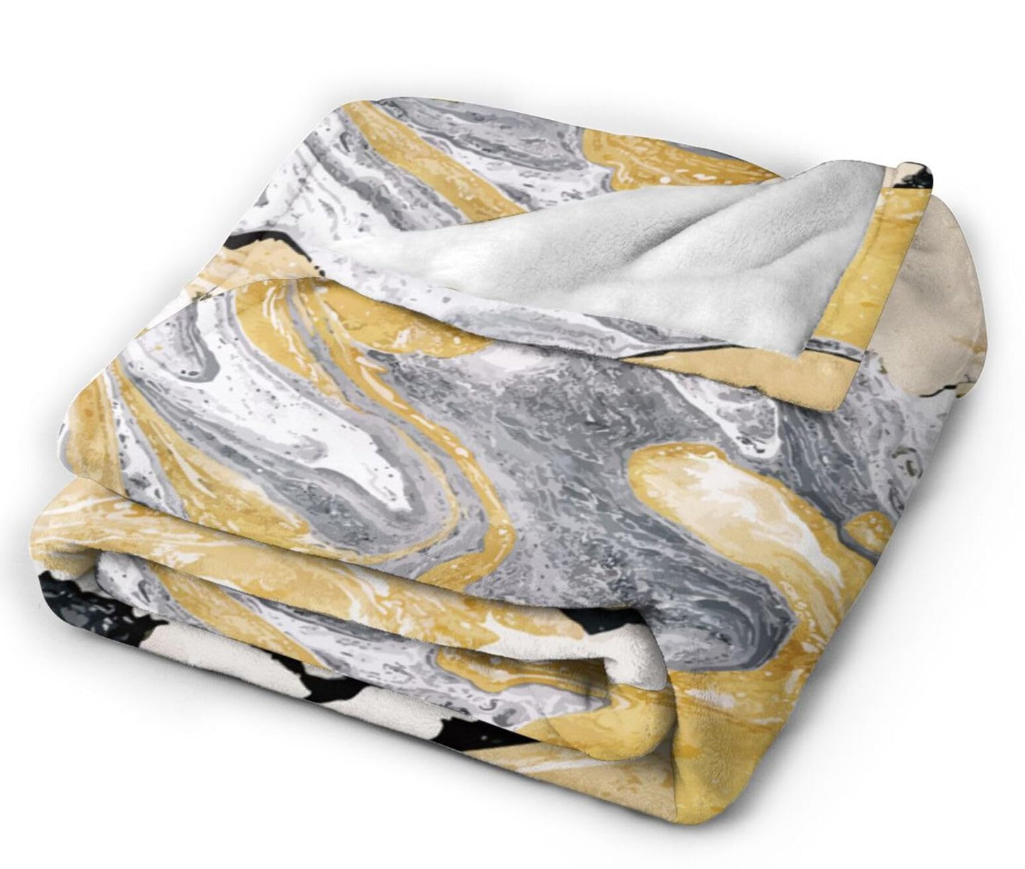 HGOD DESIGNS Gold Golden and Silver Marble Ink Abstract Painting Flannel Fleece Bed Blanket Throw Blanket Lightweight Cozy Plush Blanket for Bedroom Living Rooms Sofa Couch 40"x50"